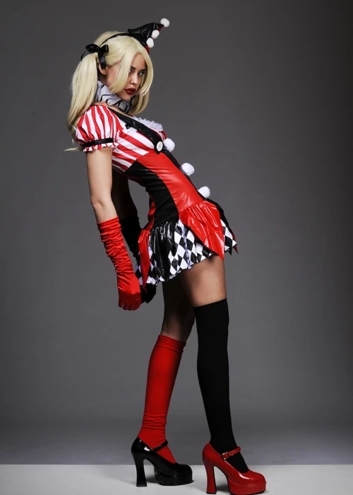 Womens Gothic Harley Quinn Style Dress Costume 5 Womens Gothic Harley Quinn Style Dress Costume - Image 3
