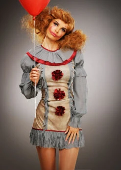 Ladies New Pennywise Grey It Clown Style Costume 9 Ladies New Pennywise Grey It Clown Style Costume -Halloween Fans Shop womens it clown pennywise costume 47564 02