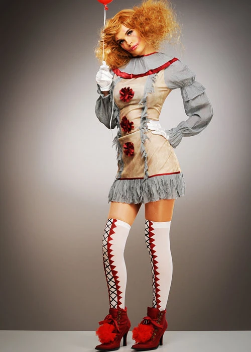 Ladies New Pennywise Grey It Clown Style Costume 6 Ladies New Pennywise Grey It Clown Style Costume - Image 4