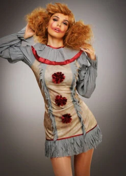 Ladies New Pennywise Grey It Clown Style Costume 11 Ladies New Pennywise Grey It Clown Style Costume -Halloween Fans Shop womens it clown pennywise costume 47564 04
