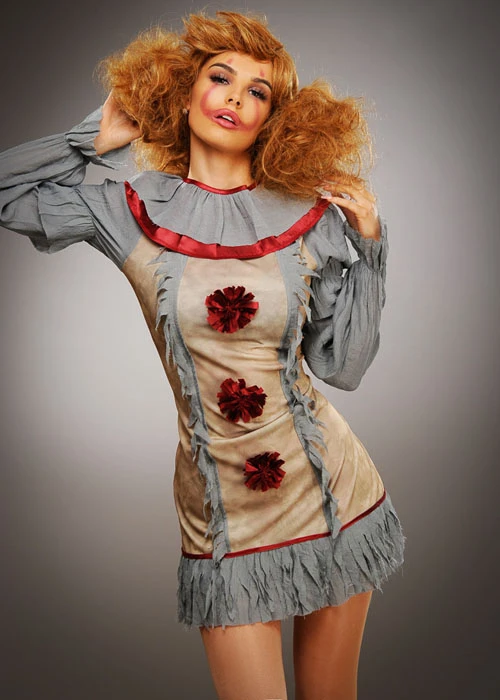 Ladies New Pennywise Grey It Clown Style Costume 7 Ladies New Pennywise Grey It Clown Style Costume - Image 5