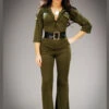 Womens Top Gun Green Jumpsuit Costume -Halloween Fans Shop womens long green top gun catsuit costume