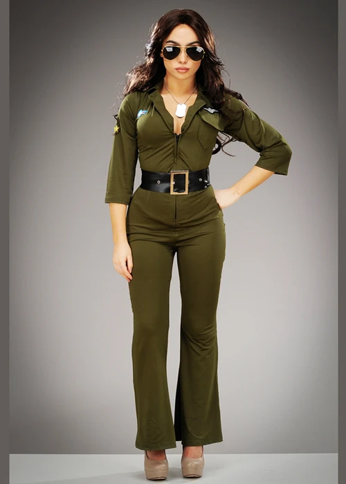 Womens Top Gun Green Jumpsuit Costume 3 Womens Top Gun Green Jumpsuit Costume