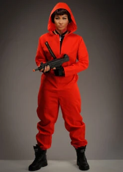 Womens Money Heist Style Bank Robber Red Jumpsuit