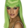 Womens Long Neon Green Glamourama Wig 2 Womens Long Neon Green Glamourama Wig -Halloween Fans Shop womens neon green glamourama wig
