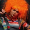 Womens Backcombed Orange Chucky Style Wig -Halloween Fans Shop womens orange chucky girl wig