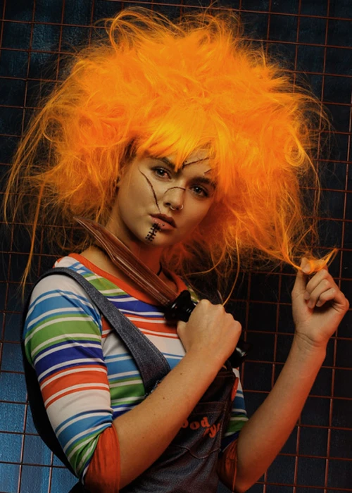 Womens Backcombed Orange Chucky Style Wig 4 Womens Backcombed Orange Chucky Style Wig - Image 2