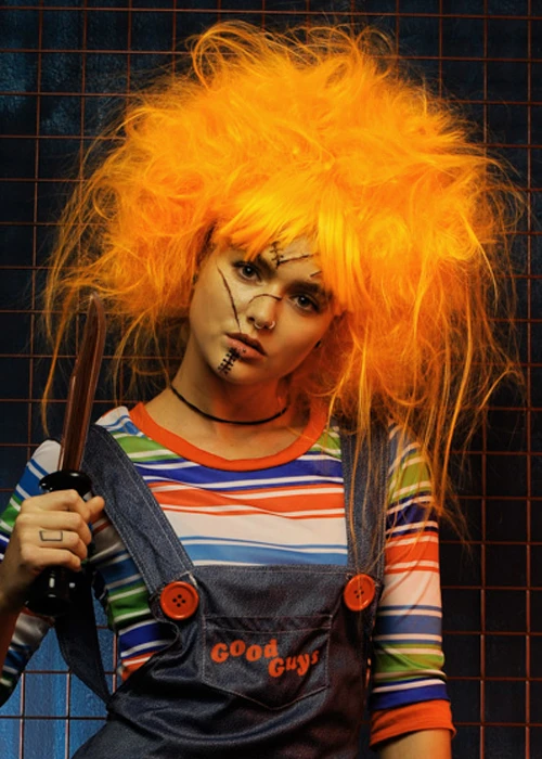 Womens Backcombed Orange Chucky Style Wig 5 Womens Backcombed Orange Chucky Style Wig - Image 3