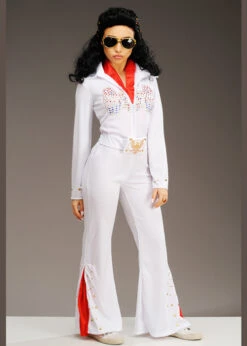 Womens Petite Size 1950s White Elvis Costume