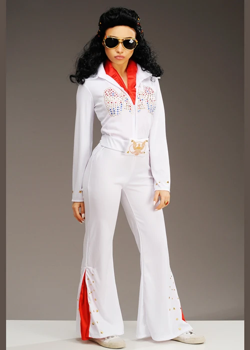Womens Petite Size 1950s White Elvis Costume 3 Womens Petite Size 1950s White Elvis Costume