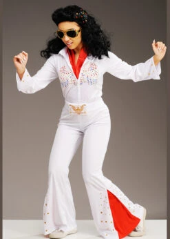 Womens Petite Size 1950s White Elvis Costume 7 Womens Petite Size 1950s White Elvis Costume -Halloween Fans Shop womens petite elvis costume 02
