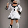 Womens Gothic Black And White Clown Costume 2 Womens Gothic Black And White Clown Costume -Halloween Fans Shop womens pierrot clown halloween costume 86658