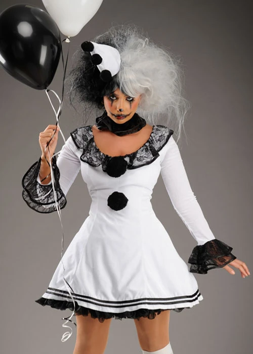Womens Gothic Black And White Clown Costume 4 Womens Gothic Black And White Clown Costume - Image 2