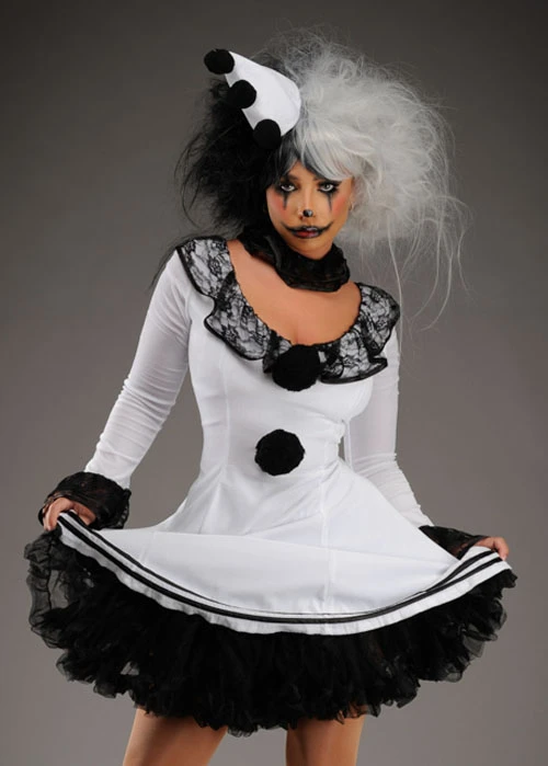 Womens Gothic Black And White Clown Costume 6 Womens Gothic Black And White Clown Costume - Image 4