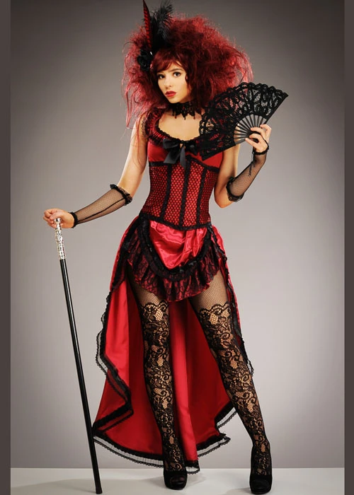 Womens Red Burlesque Showgirl Costume 3 Womens Red Burlesque Showgirl Costume