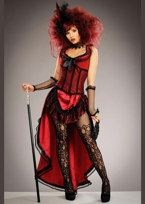 Womens Red Burlesque Showgirl Costume 4 Womens Red Burlesque Showgirl Costume - Image 2