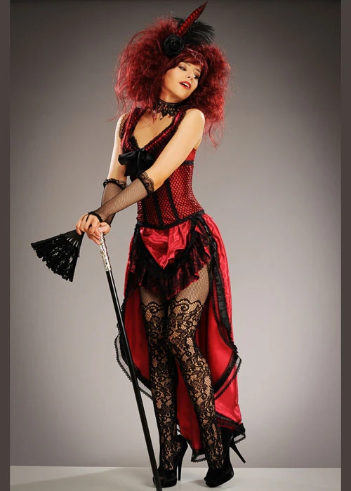 Womens Red Burlesque Showgirl Costume 5 Womens Red Burlesque Showgirl Costume - Image 3