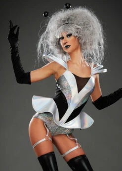 Womens Silver Space Girl Alien Costume -Halloween Fans Shop womens silver space alien costume 01