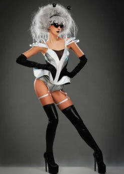 Womens Silver Space Girl Alien Costume -Halloween Fans Shop womens silver space alien costume 02