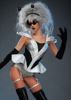 Womens Silver Space Girl Alien Costume -Halloween Fans Shop womens silver space alien costume 03