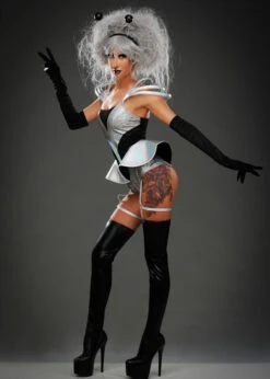 Womens Silver Space Girl Alien Costume -Halloween Fans Shop womens silver space alien costume 04