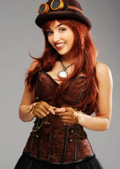 Womens Brown Steam Punk Elegant Corset -Halloween Fans Shop womens steam punk corset 01
