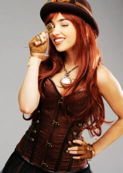 Womens Brown Steam Punk Elegant Corset -Halloween Fans Shop womens steam punk corset 02