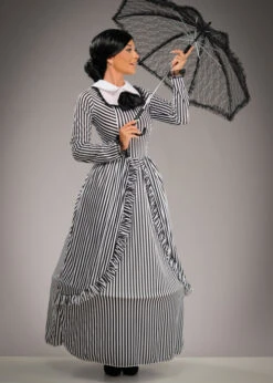 Womens Striped Victorian Lady Costume -Halloween Fans Shop womens striped victorian lady costume 02
