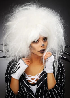 Womens Jack Skellington Style White Backcombed Wig