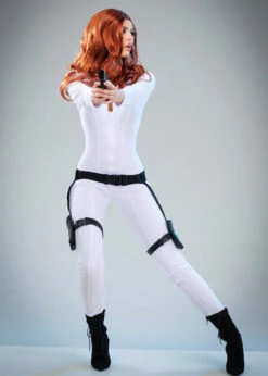 Womens Deluxe White Black Widow Style Costume -Halloween Fans Shop womens white black widow costume 5093 02