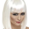 Ladies White Short Glam Blunt Bobbed Wig