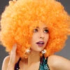 Extra Curly Orange Large 70s Disco Afro Wig -Halloween Fans Shop xl 1970s orange afro wig