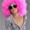 Womens 70s Mega Huge Pink Afro Wig 1 Womens 70s Mega Huge Pink Afro Wig -Halloween Fans Shop xl pink 70s afro wig bw661