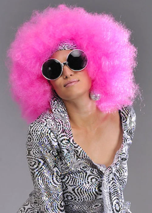 Womens 70s Mega Huge Pink Afro Wig 3 Womens 70s Mega Huge Pink Afro Wig