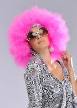 Womens 70s Mega Huge Pink Afro Wig 6 Womens 70s Mega Huge Pink Afro Wig -Halloween Fans Shop xl pink 70s afro wig bw661 01
