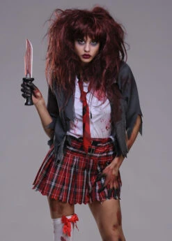 Womens Halloween Zombie Schoolgirl Costume