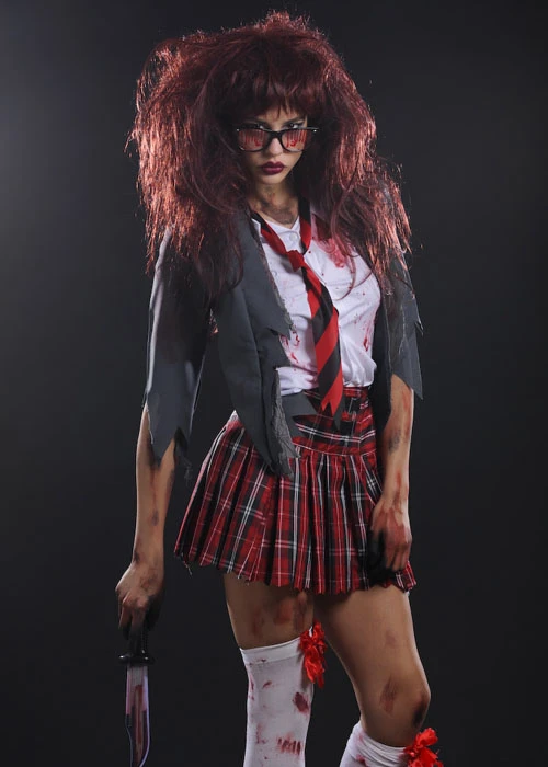 Womens Halloween Zombie Schoolgirl Costume 7 Womens Halloween Zombie Schoolgirl Costume - Image 5